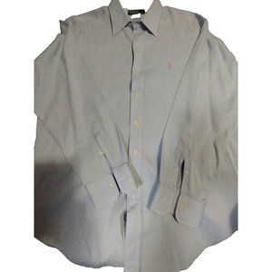 Polo Ralph Lauren Pink Pony Long Sleeve Button Blue Shirt (038)